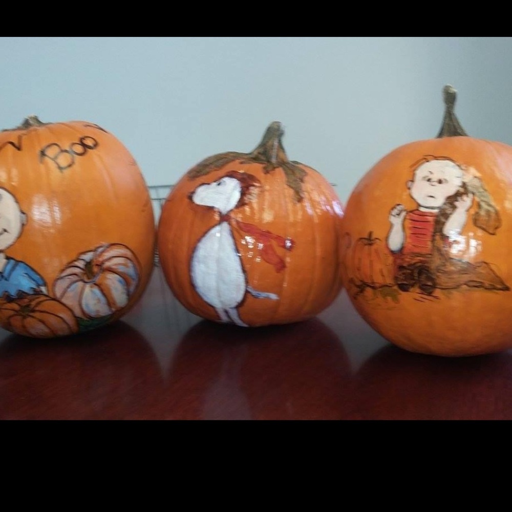Hand painted pumpkins with snoopy